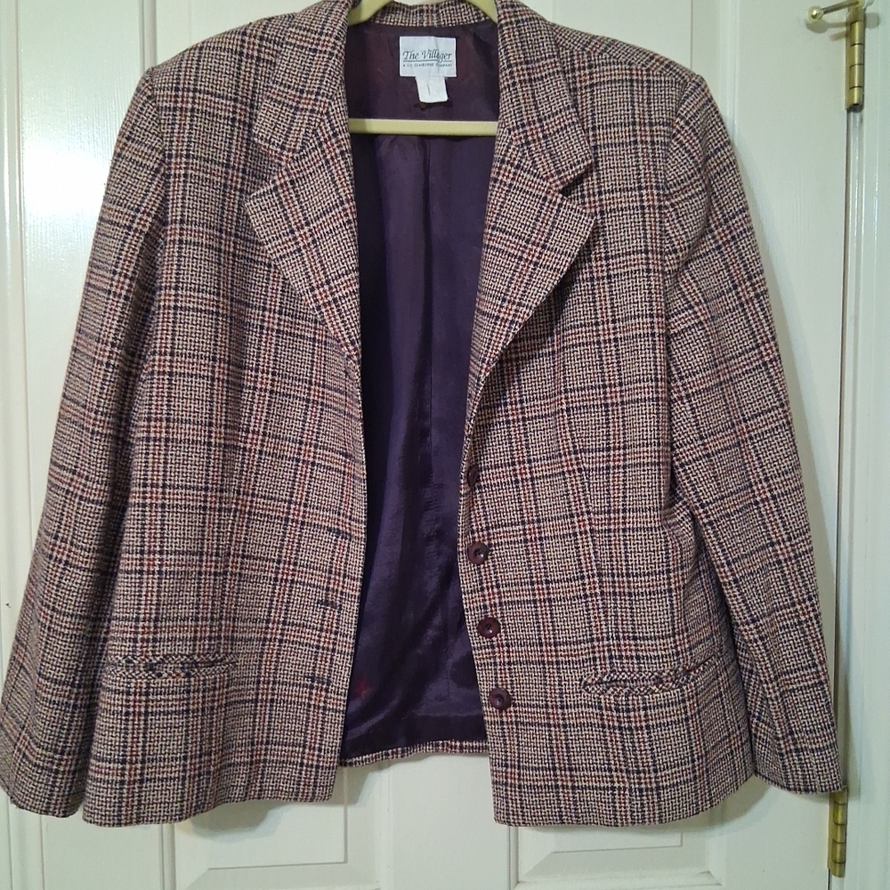 THE VILLAGER by Liz Claiborne Women's SZ XL Vintage Wool Tweed Jacket